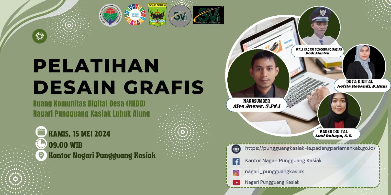 Pelatihan Desain Grafis oleh Ruang Komunitas Digital Desa Pungguang Kasiak Lubuk Alung